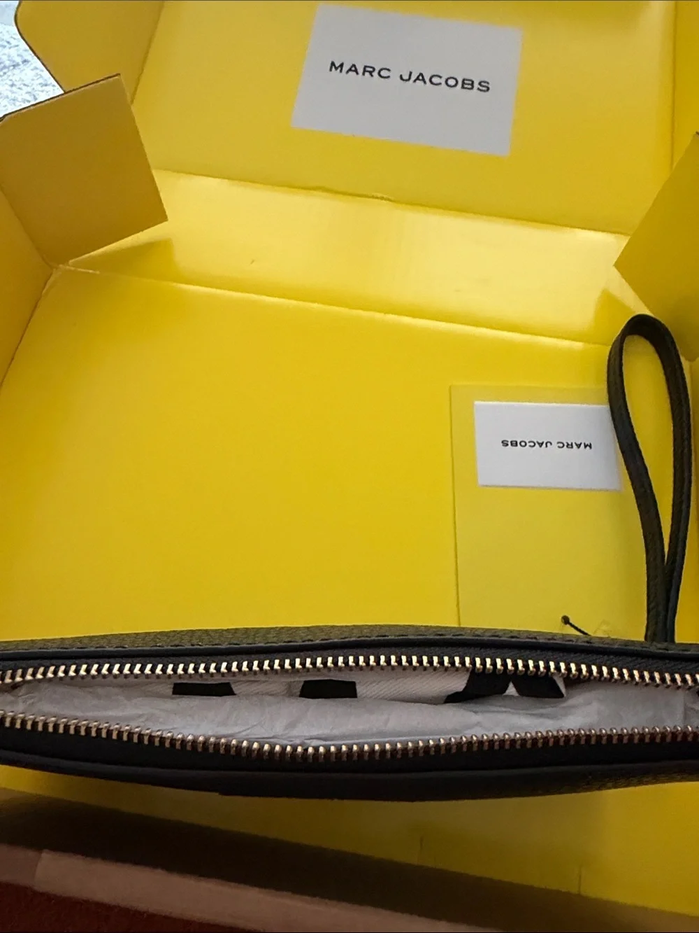 Marc Jacobs Black Embossed 'The Pouch' Leather Wristlet Key & Card Holder